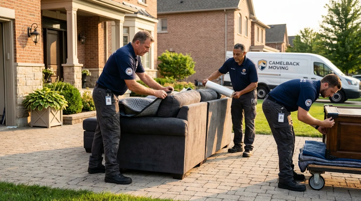 Large estate moving crew wrapping furniture in East Aurora, NY